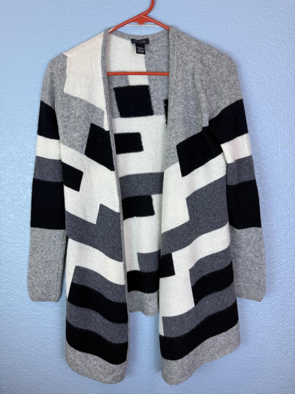 Only Mine Sweater Womens Medium Wool Cashmere Colorblock Cardigan